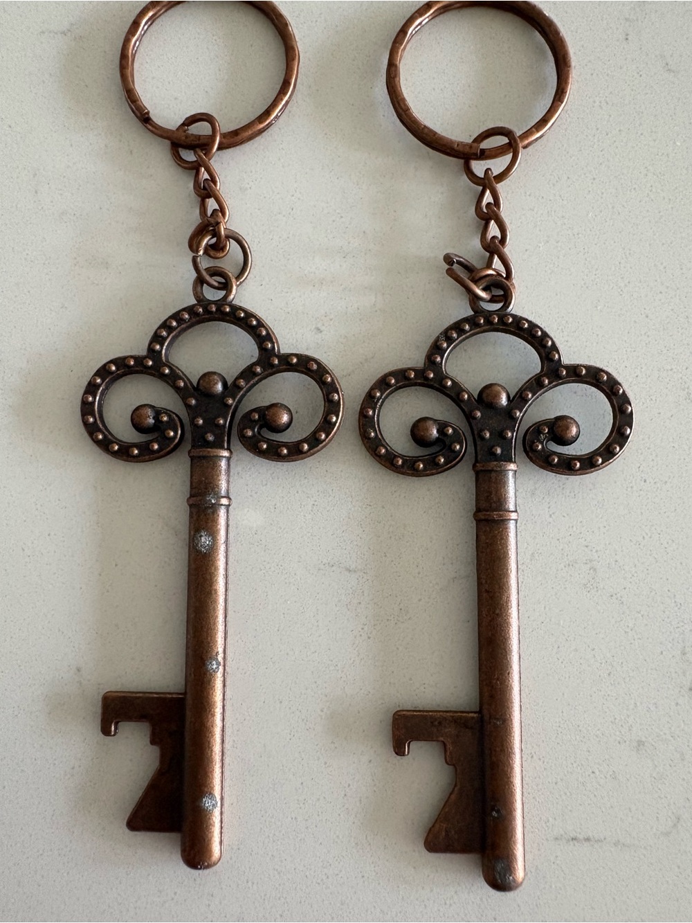 Set of two antique style keychains